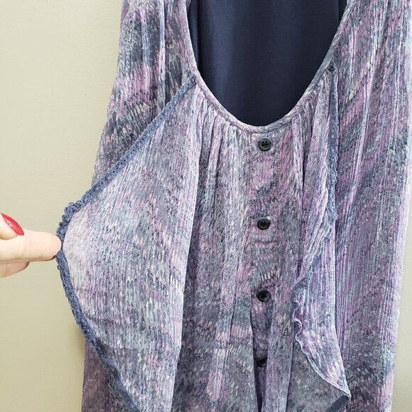 Ella Moss 100% Silk Ruffle Watercolor Tank S - Picture 7 of 8